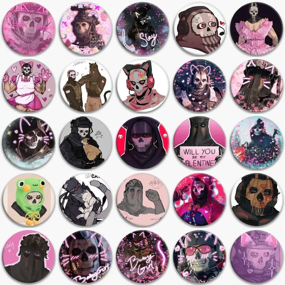 28 pezzi Anime Call of Duty Konig Ghost carino distintivo giacca jeans spilla collezione regalo di Halloween accessorio spilla ornamento