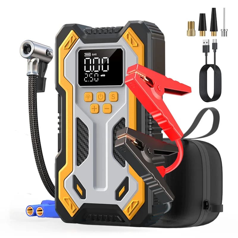 1500A 12V 20000mAh Alimentatore per avviamento di emergenza per auto portatile Pompa di gonfiaggio intelligente integrata LED Gonfiatore per pneumatici di emergenza