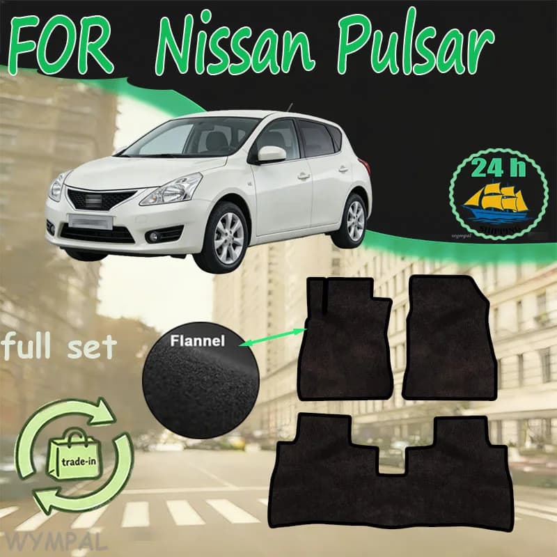 Flannel mats for Nissan Pulsar Tiida C12 2014~2017, car mats, panels, carpet covers, mat stickers, accessories