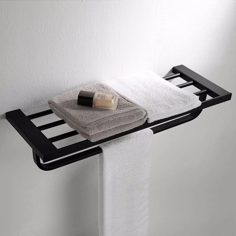 Set di accessori per il bagno Portasciugamani Mensola angolare Porta carta Porta scopino Set di accessori per il bagno in acciaio inossidabile nero opaco