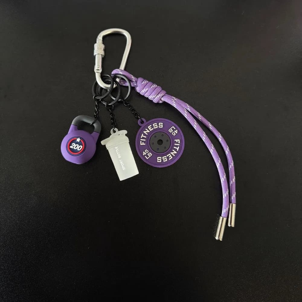 Creative Keyring in Mini-Place Shape with D-Moschetton, Water and Manubri Glass Simulation, Kettlebell