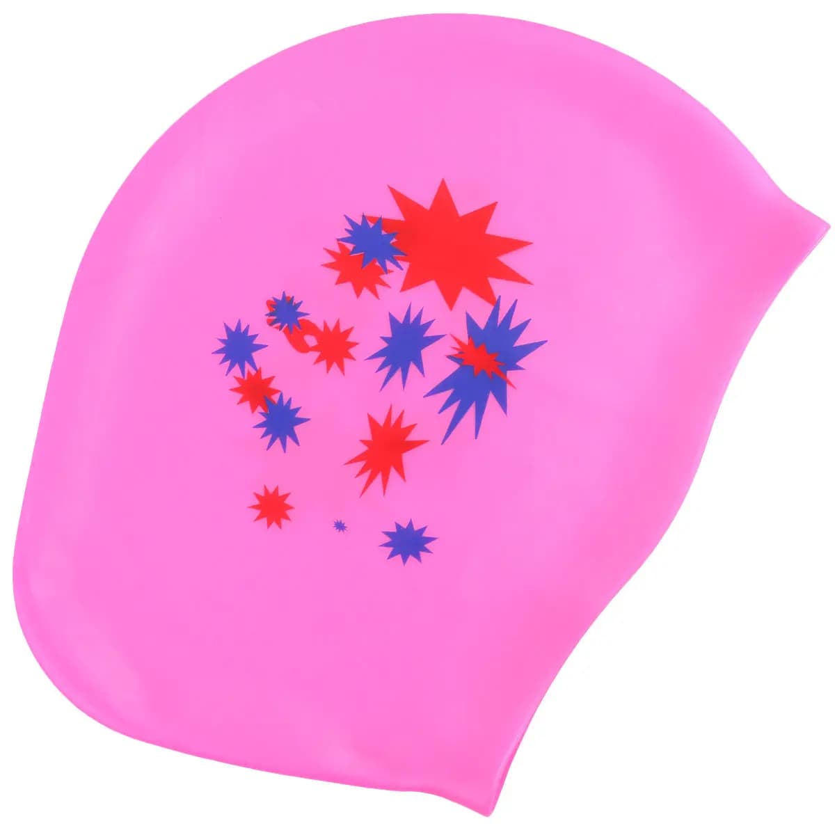 Swimwear with Star Pattern in Pink Silicone, Waterproof, Lightweight, Elastic, for Long Hair, Eye Protection, Swimming Head for Women