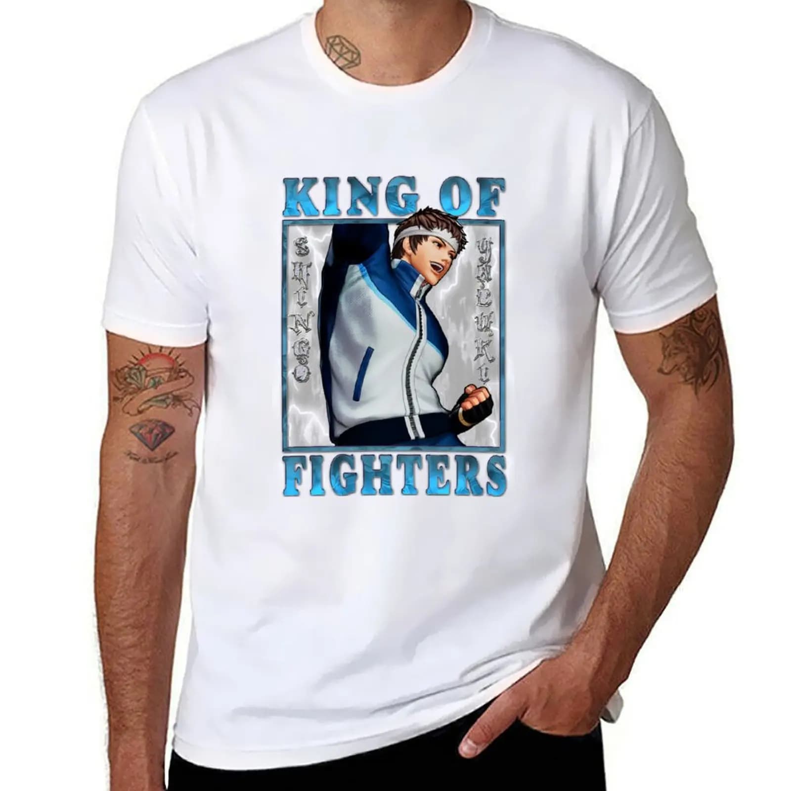 T-shirt Casual Traspirante a Maniche Corte Straight XV Arrow Fighters e Yabuki - KOF di Shingo King