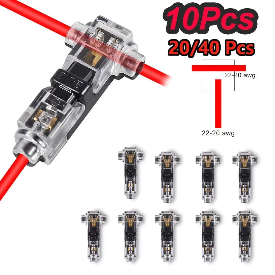 T Connectors for Low Voltage Cables, 10/20/30 Pieces, Rapid Connectors Without Welding, T Connectors for Cables, Without Switching
