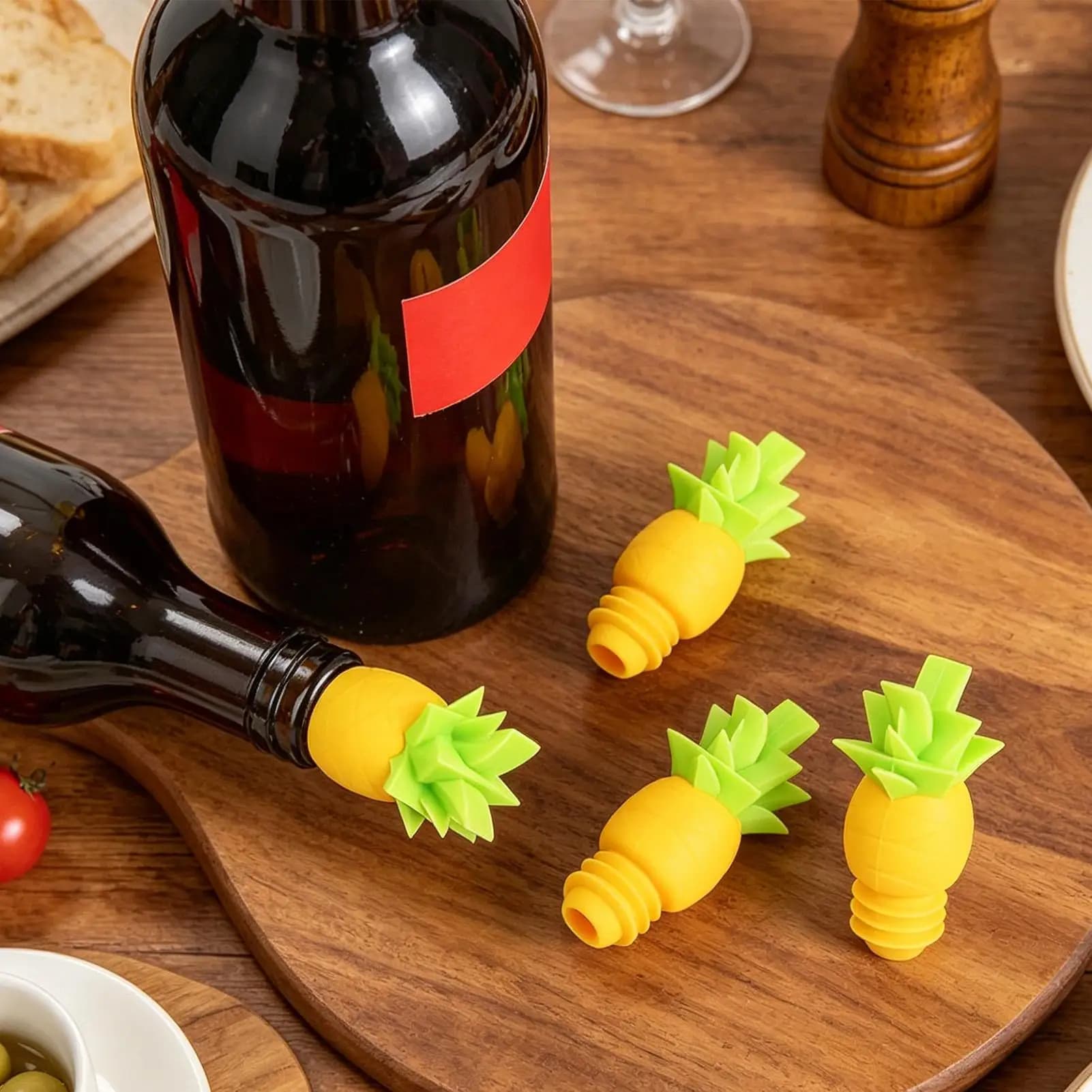 Set di Tappi in Silicone per Bottiglie di Vino e Bevande, Sigillanti Antigoccia per Bottiglie di Champagne, Tappi Riutilizzabili per Vino