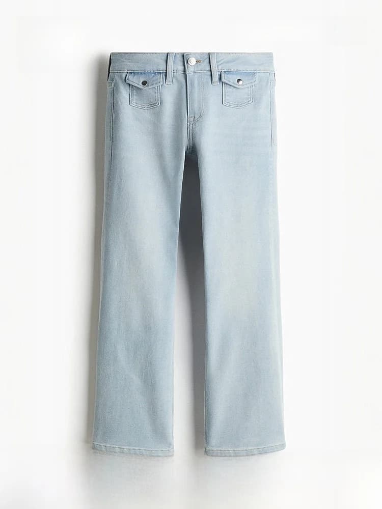 Jeans Micro Skinny a Vita Bassa da Donna, Pantaloni Estivi in Denim con Design a Zampa d'Elefante, Pantaloni Lunghi Marca H&M in Cotone, Poliestere e Spandex