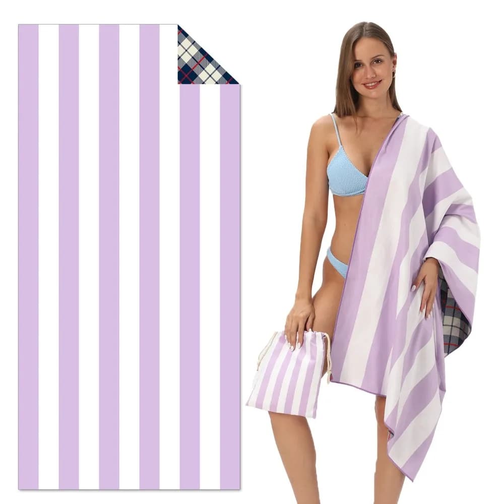 Telo da bagno ad asciugatura rapida 39.3x70.8in, telo mare bifacciale con stampa e borsa in tessuto, per viaggi all'aperto, picnic, yoga, campeggio, coperta da spiaggia