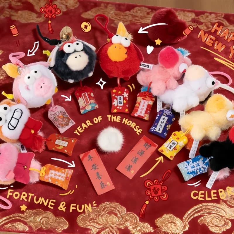 Fufupony Nuovo Originale Portachiavi Peluche Zodiacale Kawaii Blind Box, Portafortuna, Giocattolo, Ornamento per Auto, Regalo di Compleanno e Capodanno per Ragazze