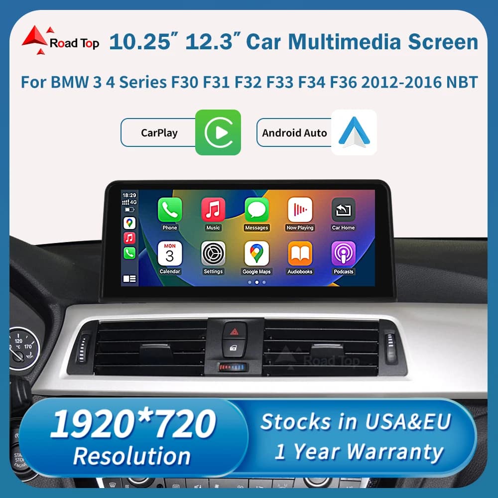 Road Top 1920*720 Wireless Carplay Android Auto Display Multimediale Per BMW Serie 3 4 F30 F31 F32 F33 F34 F36 NBT Touch Screen