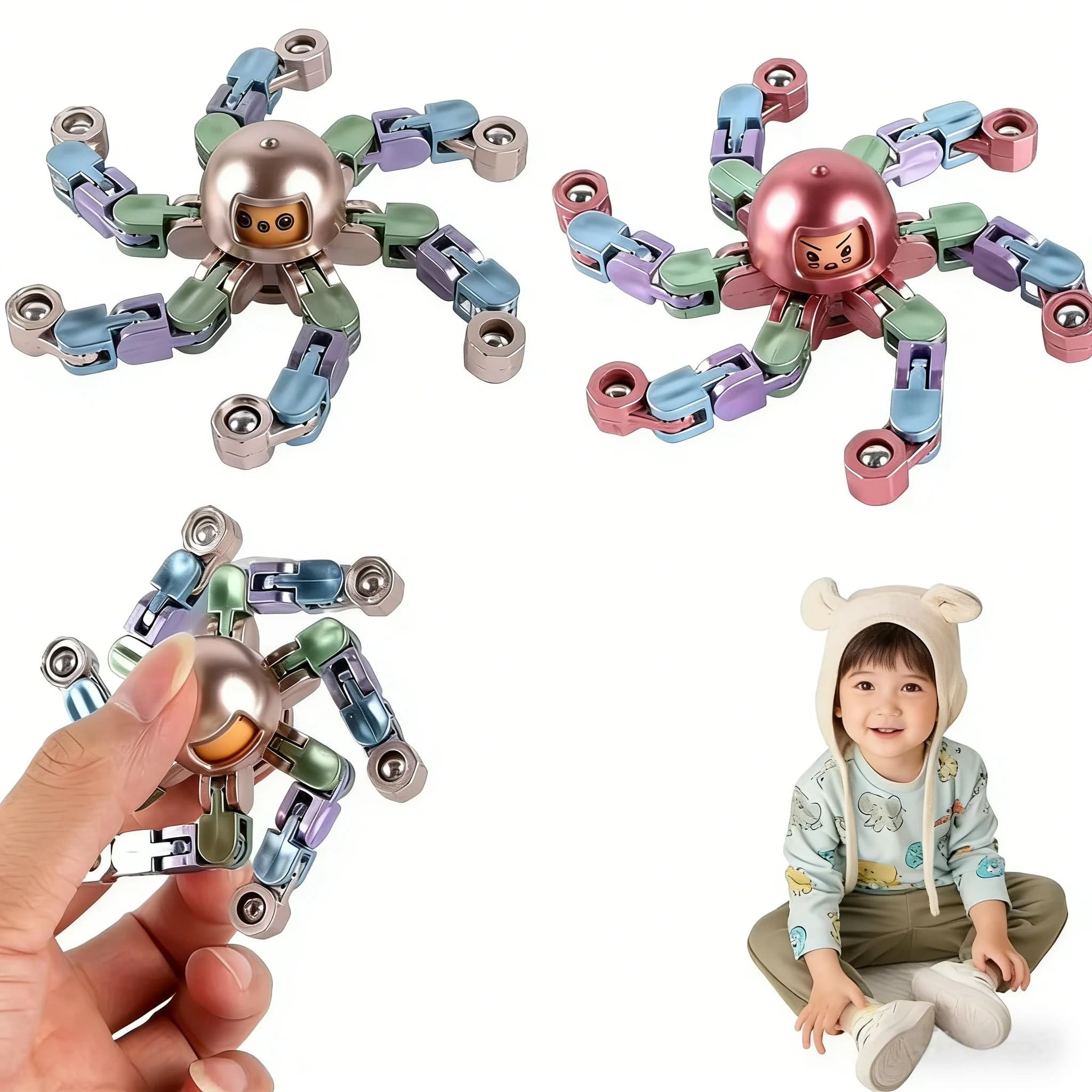 Set di spinner telescopico fai-da-te EDC Fidget Toy per alleviare lo stress, regalo divertente per bambini e adulti, decorazioni per la stanza delle feste