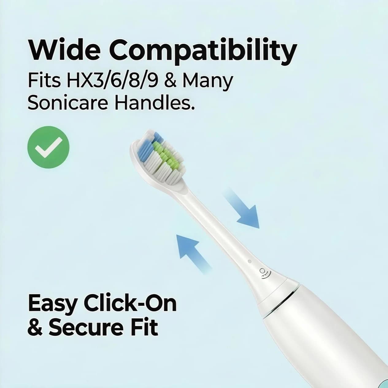 Spare heads for brushes compatible with various models of electric brushes, such as HX6511/9352 /6730 / 3216 / 3226 / 3