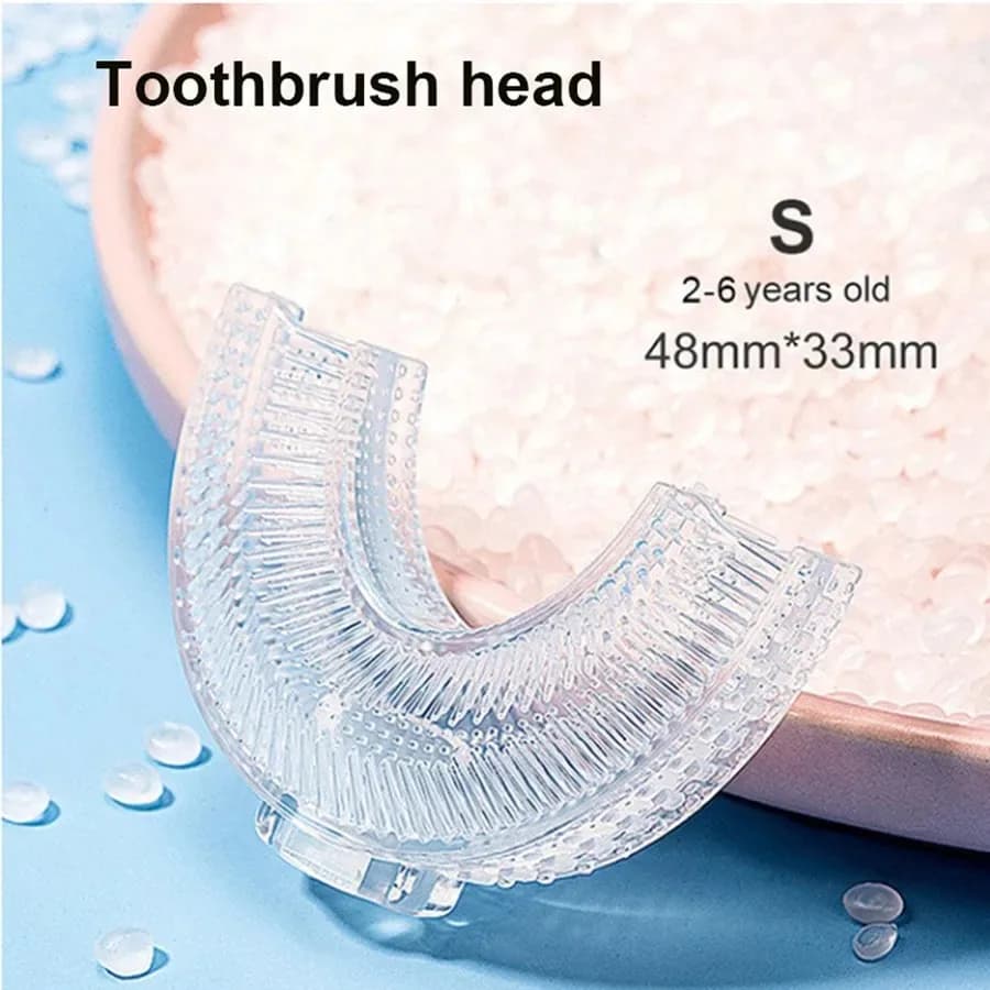 Testine per spazzolino a forma di U da 3 pezzi, testina in silicone per bambini, pulizia orale a 360 gradi per spazzolini elettrici manuali per bambini