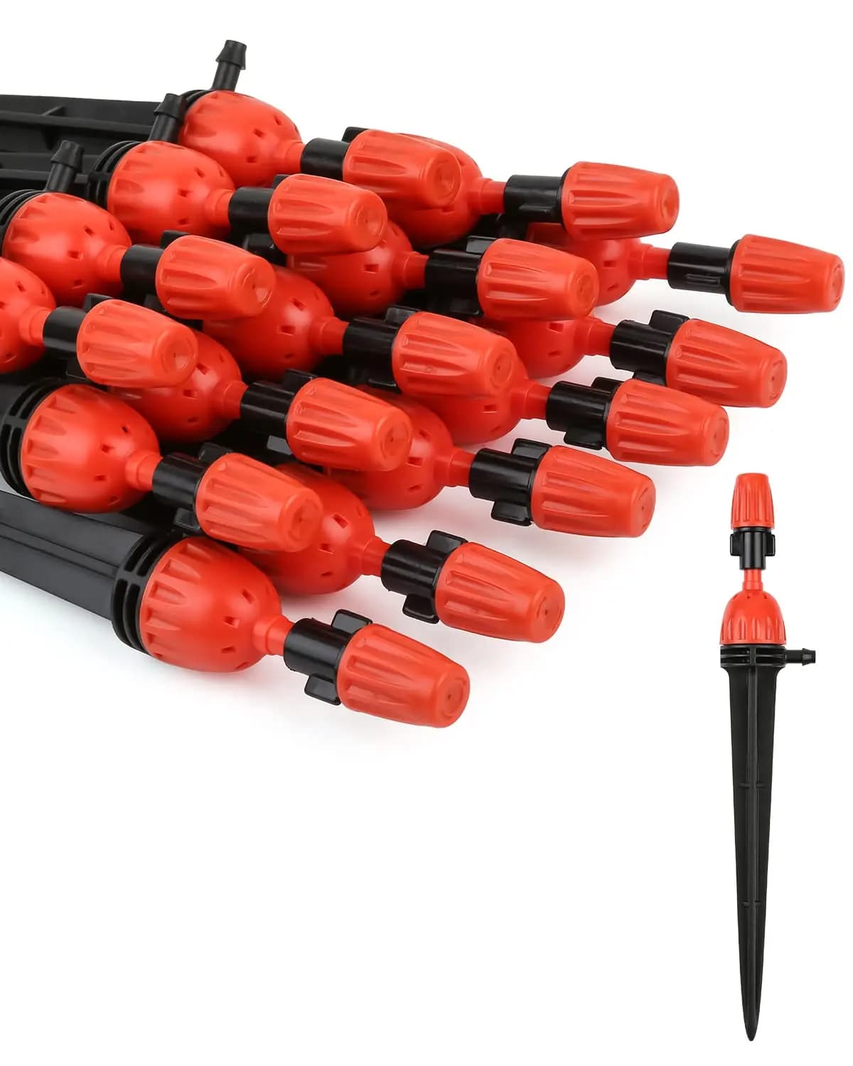 Regolabile a 360° ° Emettitori per Irrigazione a Goccia per Tubo da 1/4 di Pollice, Confezione da 25 - Gocciolatori a Picchetto con Controllo del Flusso d'Acqua per Sistema di Irrigazione da Giardino