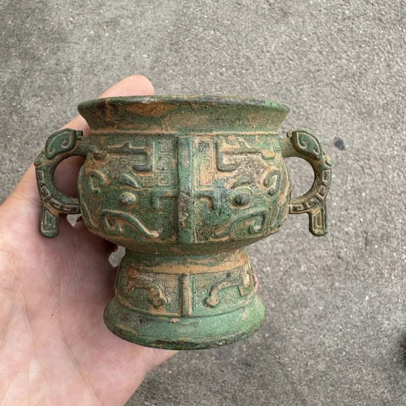 Tesori rurali, artefatti in bronzo, Li, Wuyang Zhengshang Guzhi, ornamenti a treppiede in rame puro, vecchi oggetti da collezione, vi