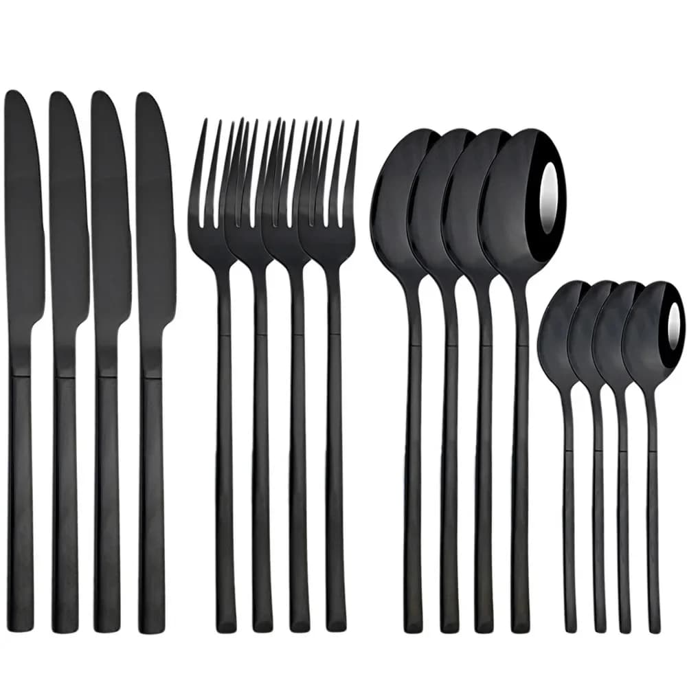 Set di stoviglie da 16 pezzi Set di posate in acciaio inossidabile stoviglie forchetta coltello cucchiaino cena posate da cucina Set