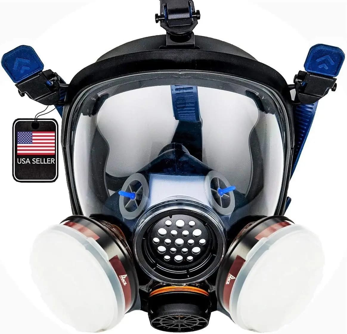 Maschera Respiratoria Integrale con Purificazione dell'Aria, Protezione da Vapori Organici e Particelle - Certificata CE per Uso Industriale