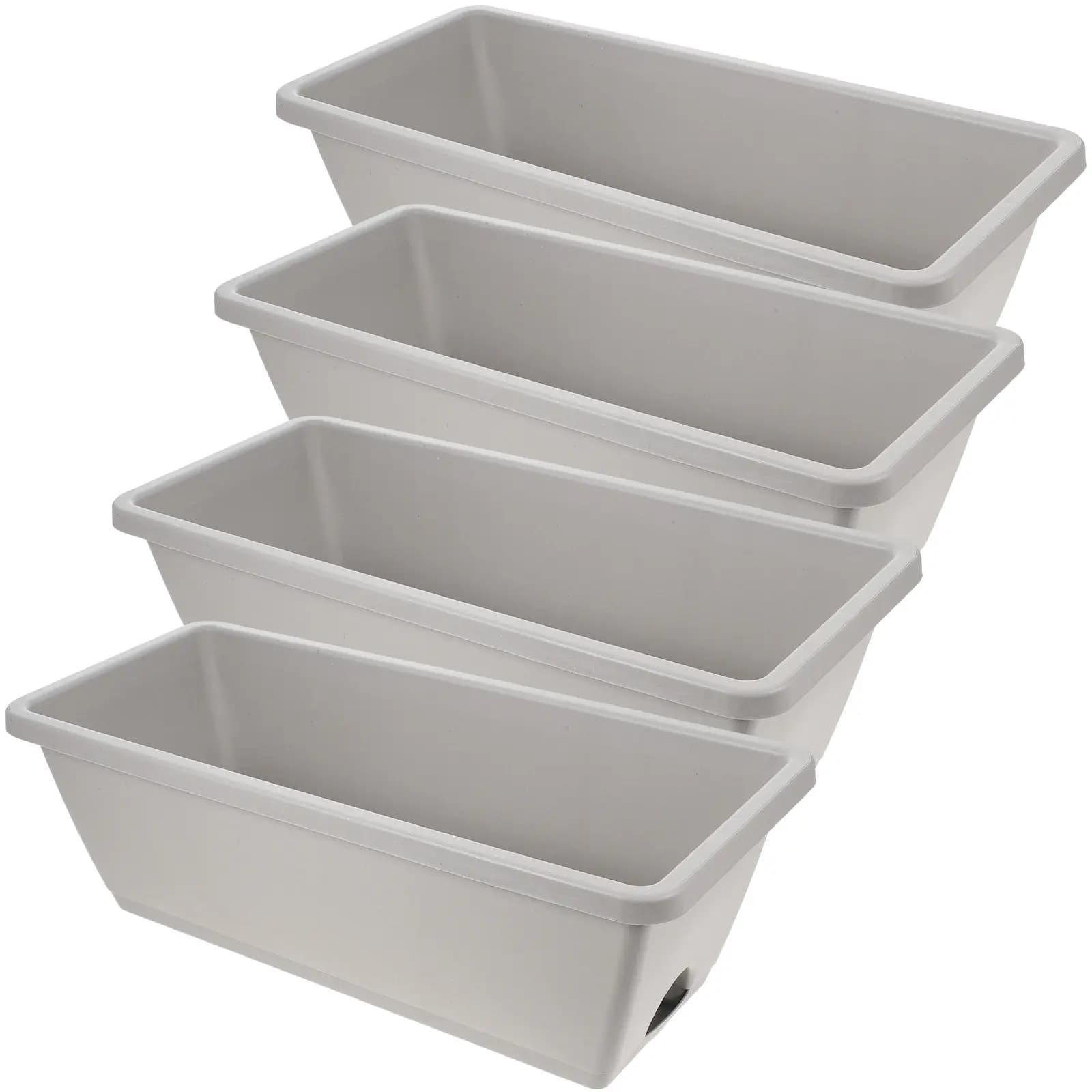 Set di 4 Fioriere Rettangolari da Giardino, Vasi per Fiori e Piante, Contenitori per Coltivazione di Verdure per Interni ed Esterni