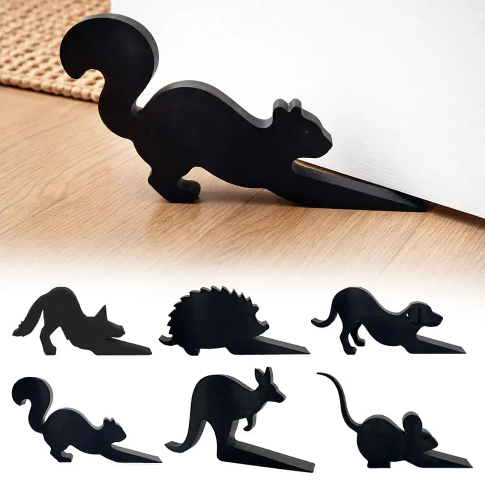 Fermaporta Decorativo 3D a Forma di Animale, Antiscivolo e Antiurto, Paracolpi Nero per Casa e Ufficio