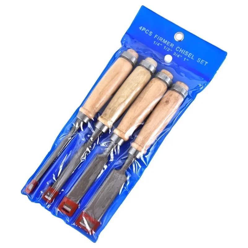 Set di 4 Scalpelli Professionali per Intaglio del Legno 6/12/18/24mm, Strumenti Ergonomici per Lavorazione del Legno, Attrezzi Ausiliari Fai-da-Te