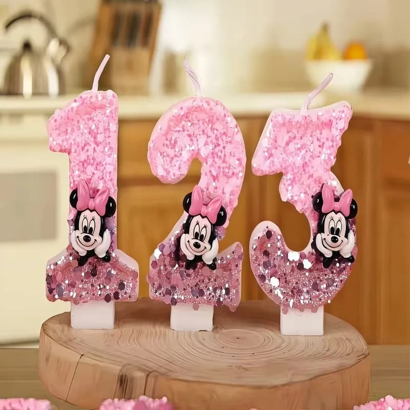 3D Candles in Number 0-9 Shape with Minnie Mouse for Birthday Cakes, Party and Anniversary Decorations, Fai-da- Accessories ♪