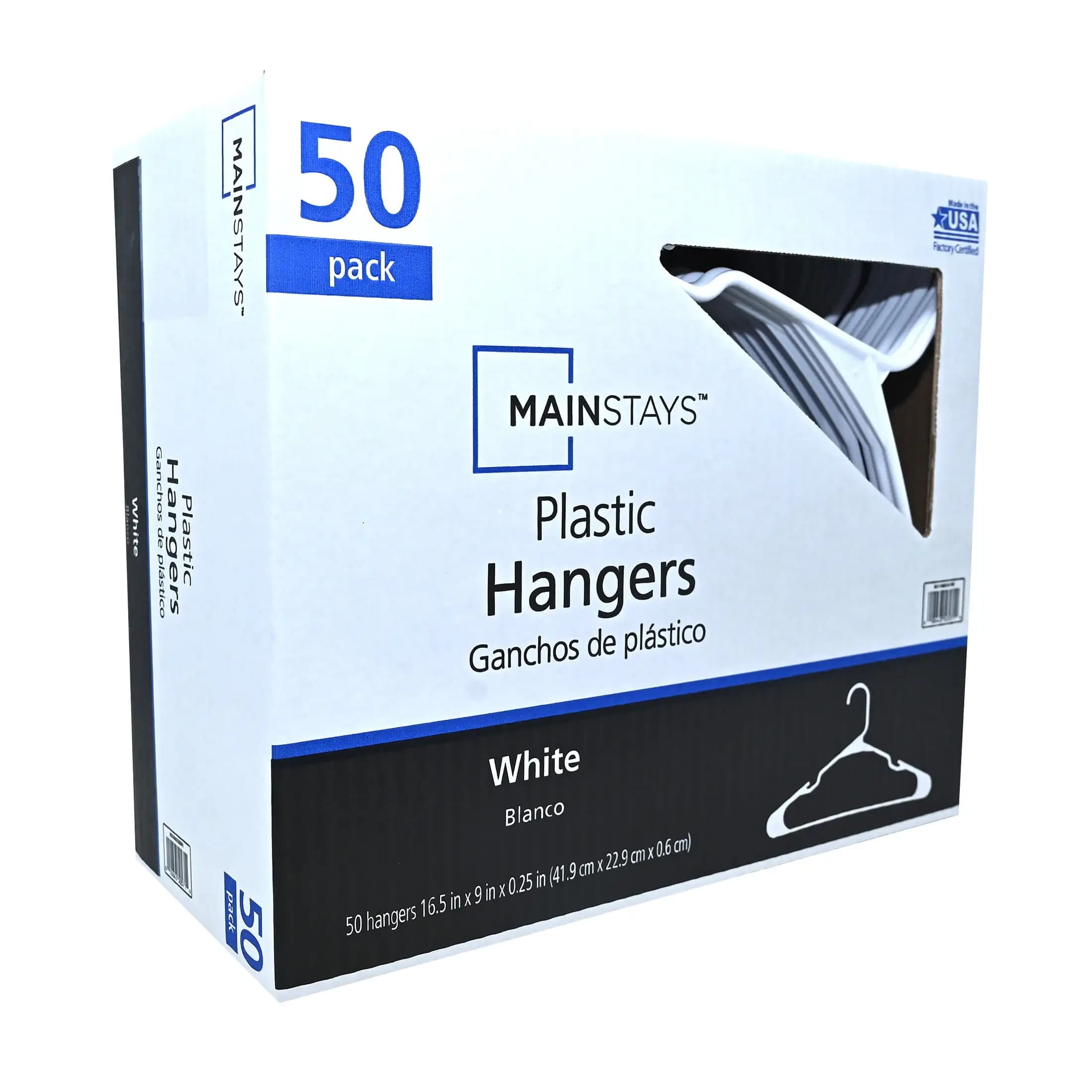 White Plastic Clothes Hangers 50 Pack Lightweight Durable Hangers for Daily Use Wardrobe Storage