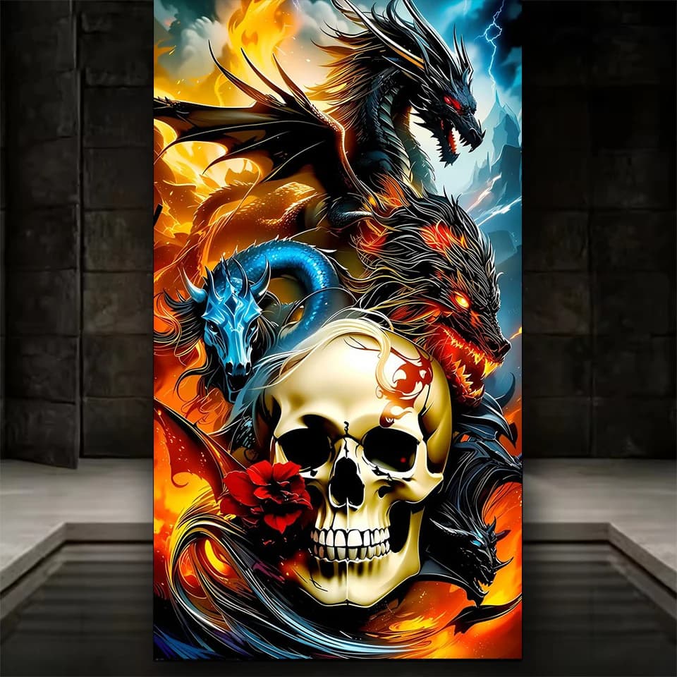 Scheletro di Drago Fai da Te, Pittura Diamantata Completa, Mosaico di Diamanti, Gioielli, Punto Croce, Decorazione Domestica, Arte Diamantata, Animale Misterioso, Regalo