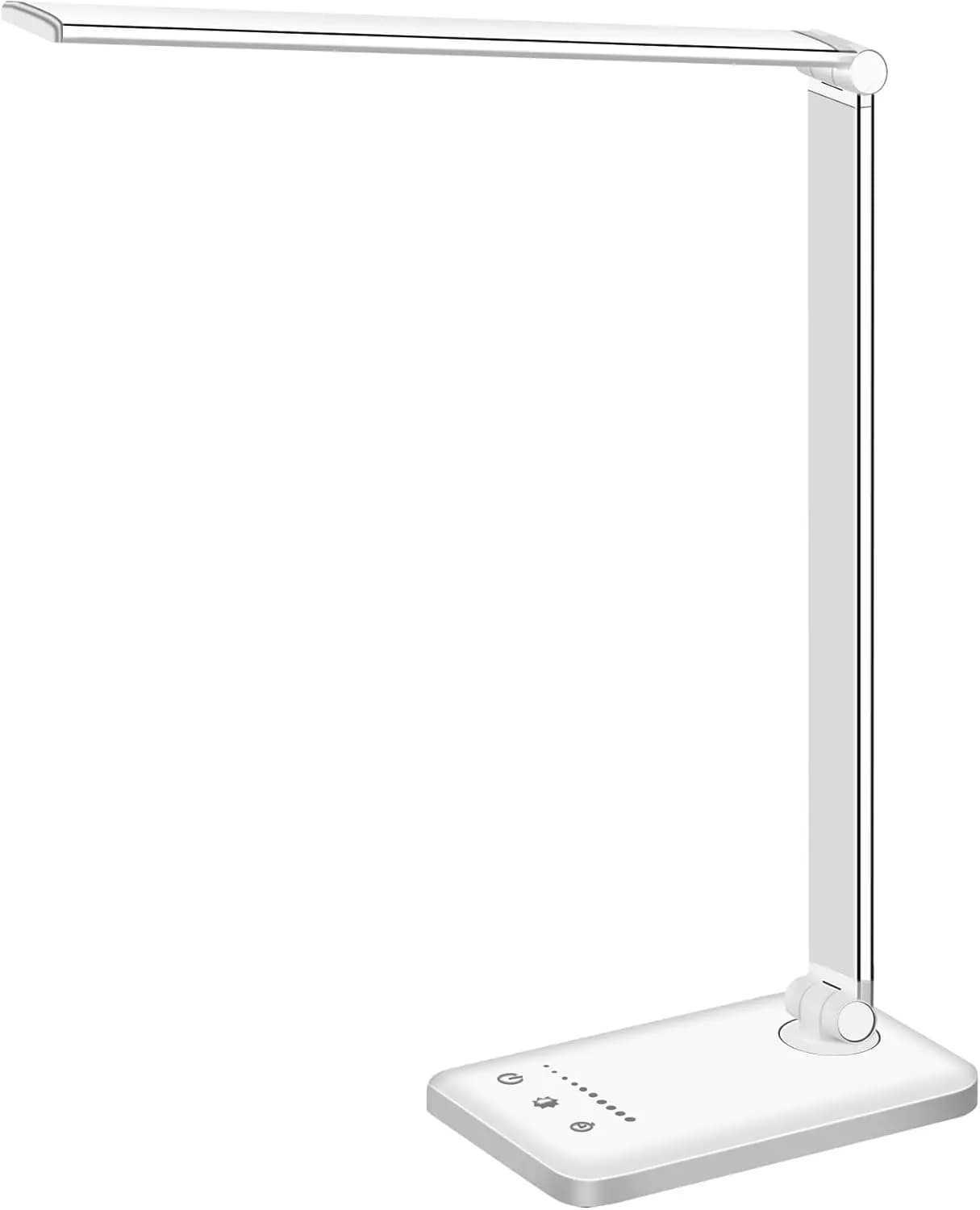 Lampada da scrivania a LED White Crown con ricarica USB, 5 modalità, controllo touch, timer - Luce da lettura dimmerabile