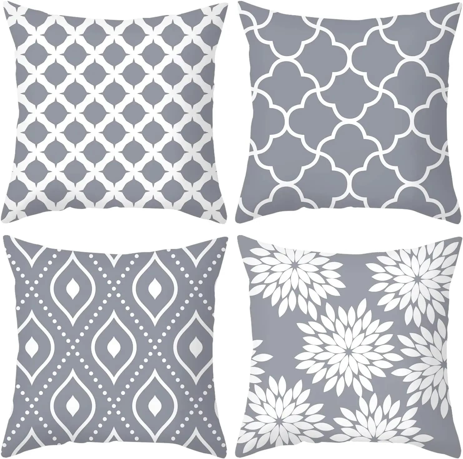 Pillow lining with gray geometric motifs with digital print of a short fabric in plush Car-shaped sofa cushion Home decoration