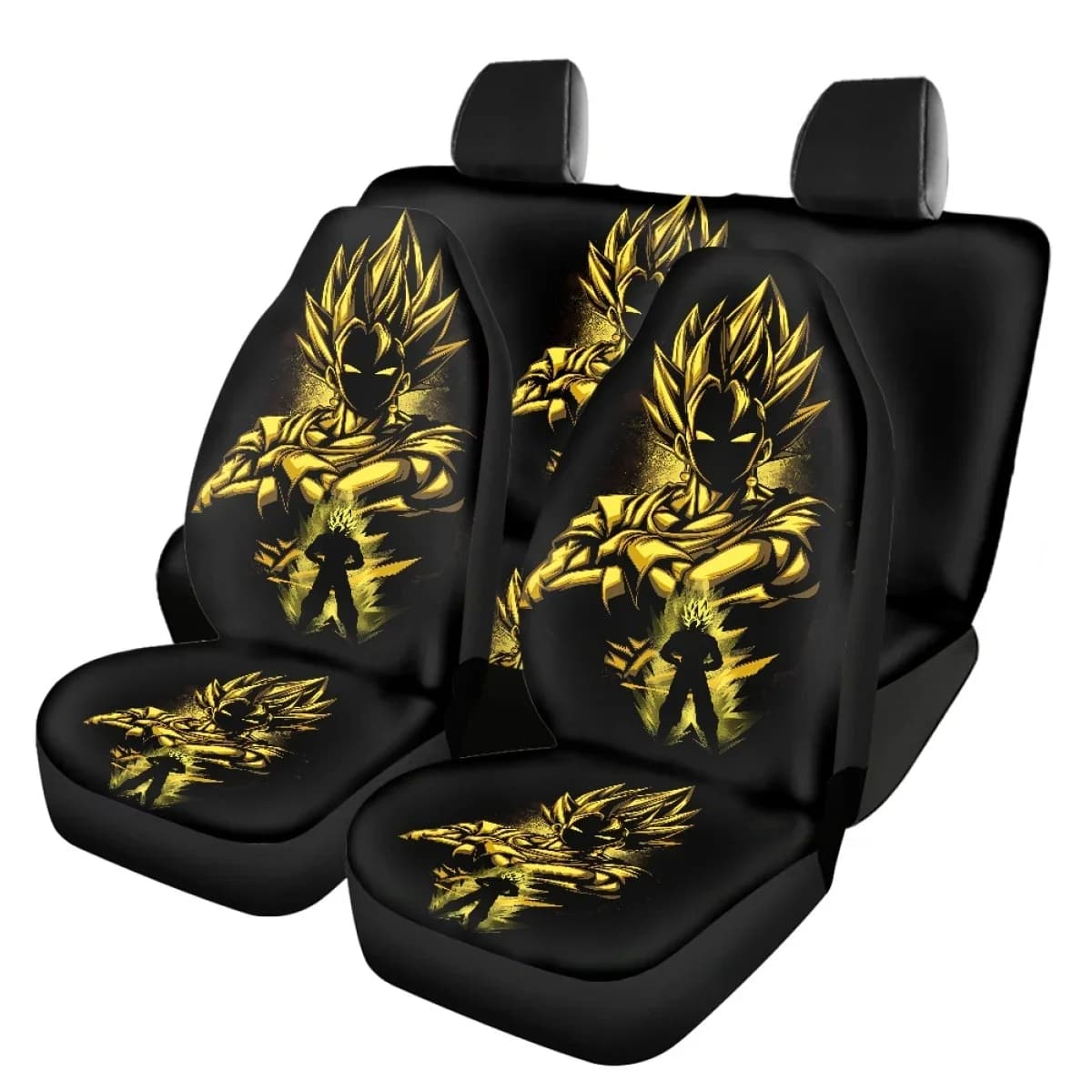 Cool Cartoon Anime Print Auto Front Back Seat Cover Set Anti-dirt Durable Stretch Fabrics Car Interior Accessories New Fashion
