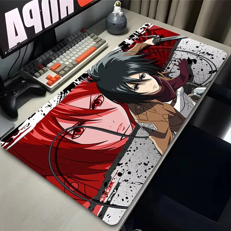 Anime Mouse Pad Grande XXL Laptop Mikasa Kawaii Girl Tappeto per tastiera PC Gamer Cabinet Mousepad Attack on Titan Gaming Desk Mat