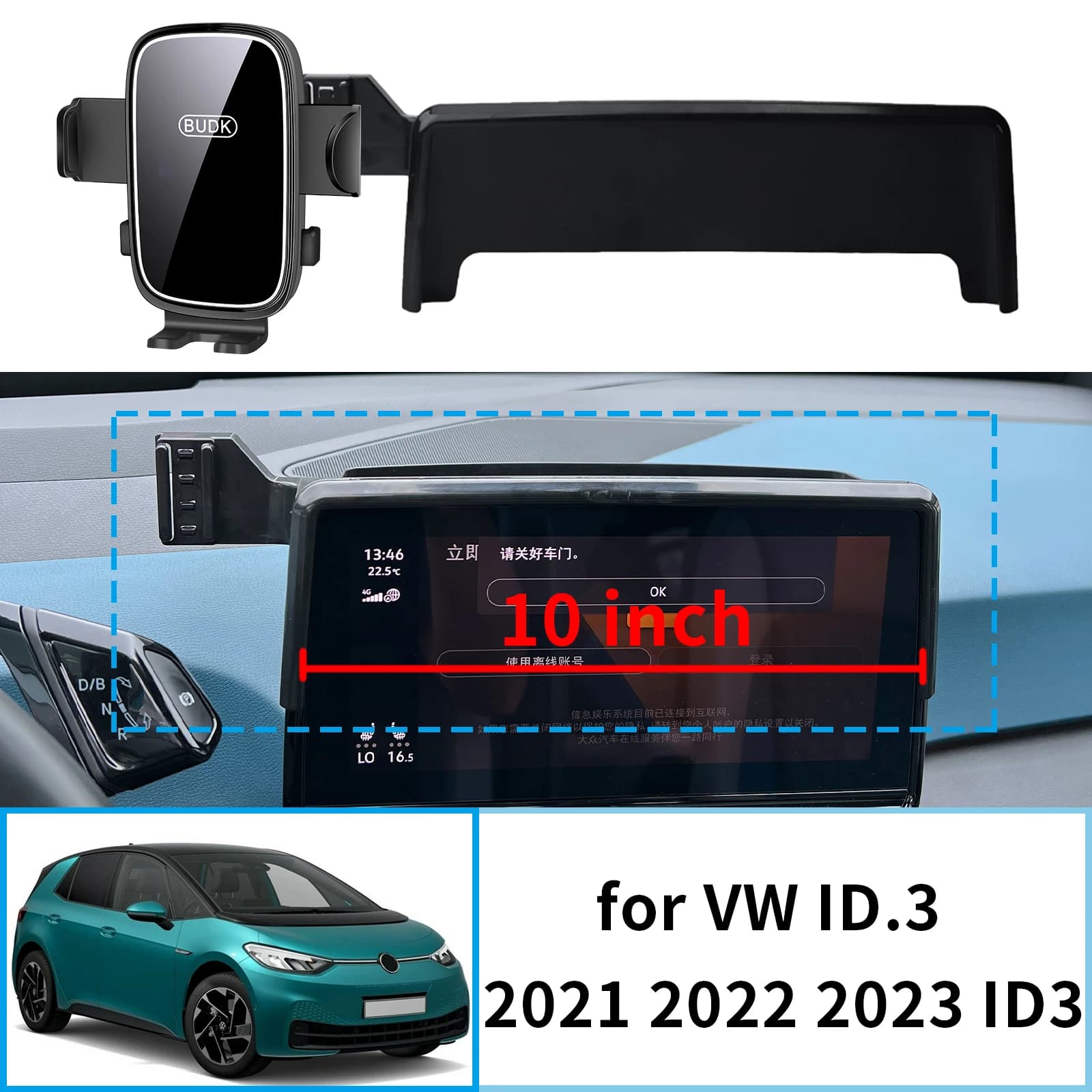 adatto per VW ID.3 2021 2022 2023 ID3 Supporto per telefono stabile con clip ​ ​ Montare la base dello schermo senza vibrazioni ​ Accessori per auto