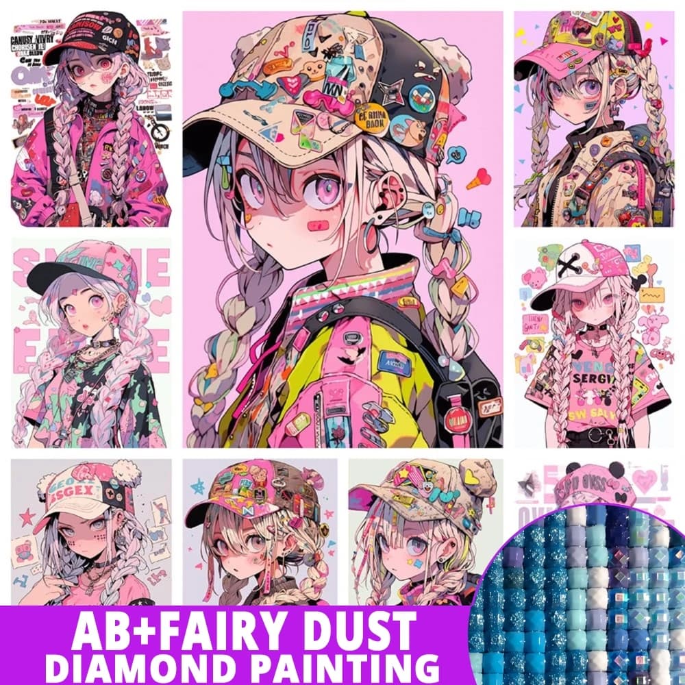 Fairy Dust AB Cartoon Girl 5D DIY Diamond Painting Mosaic Fantasy Art Embroidery Rhinestones Home Decor Children's Gift