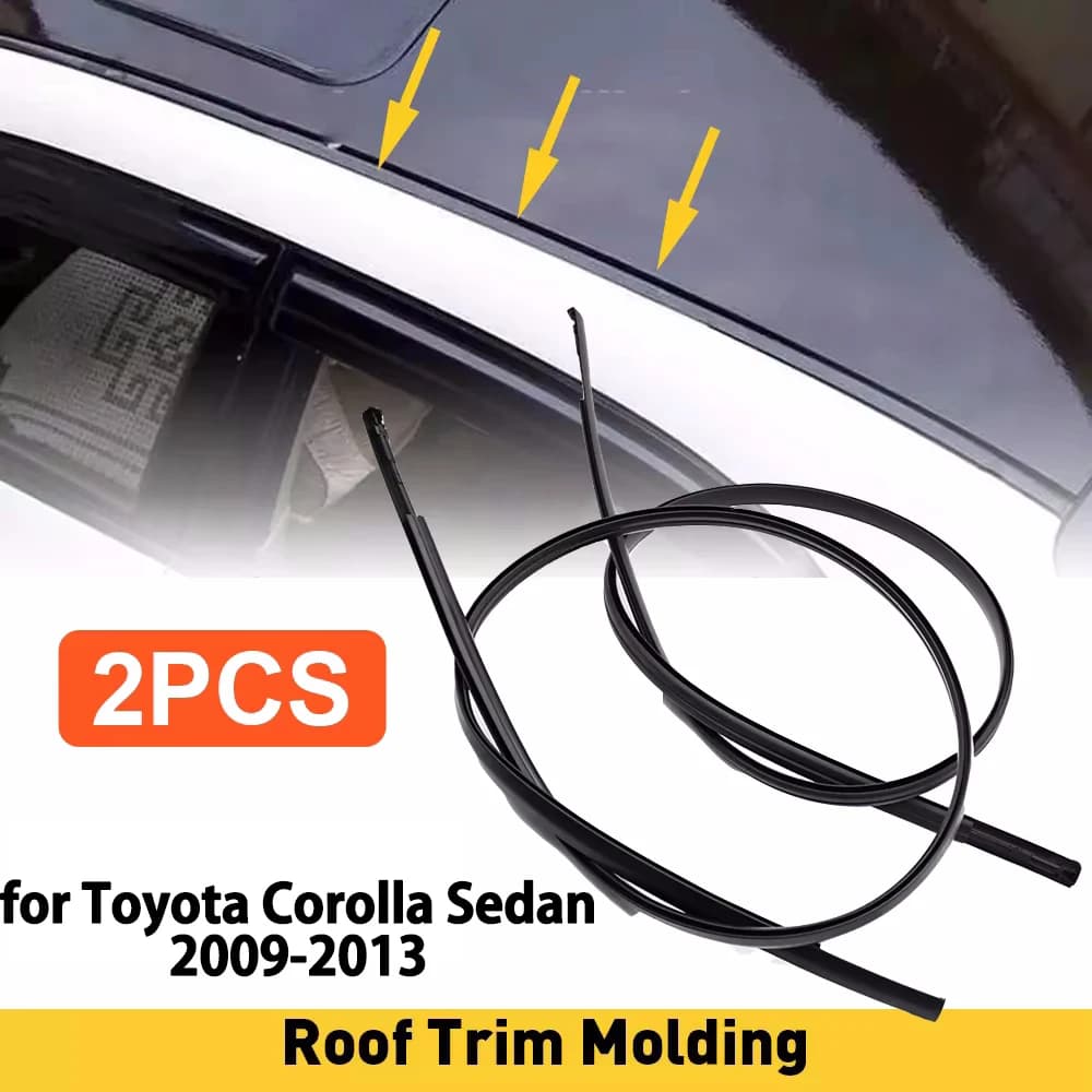 1 Coppia per Toyota Corolla Berlina 4 Porte 2009-2013 Auto Tetto Trim Stampaggio Strisce di Gomma Nera Gomma Guarnizione Accessori Auto