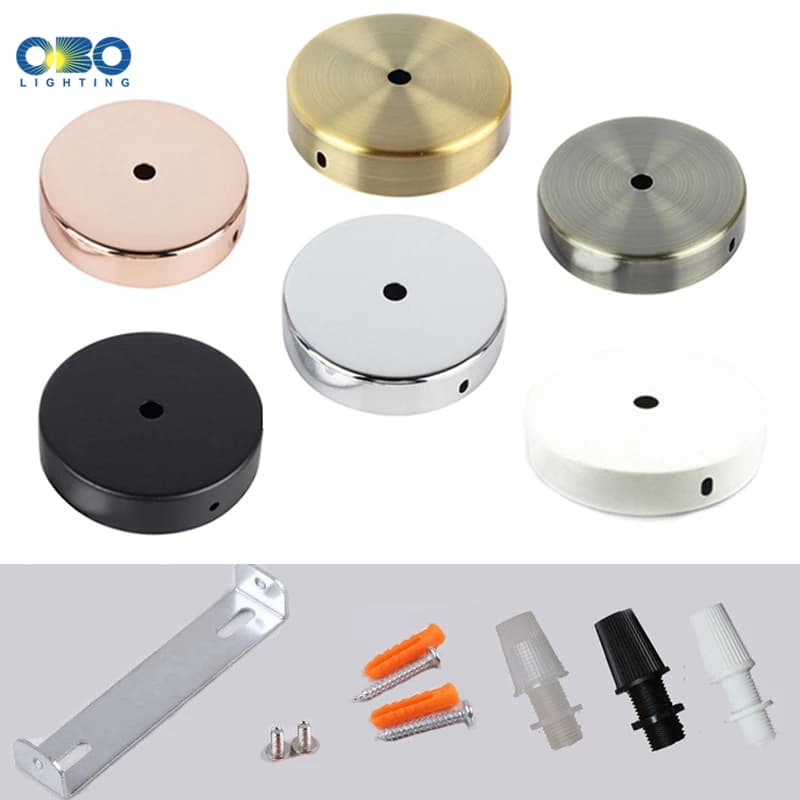 Nero Bianco Argento Bronzo Piastra da soffitto Sconce da parete Montaggio Raccordi per luce fai da te Base lampada Lampada a sospensione vintage Base disco 8/10/12 cm