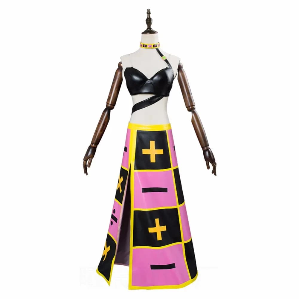 Costume Cosplay con Parrucca Rosa, Abito Intimo Cicciolina, Collana e Uniforme dell'Anime Jojo's Bizarre Adventure Stone Ocean