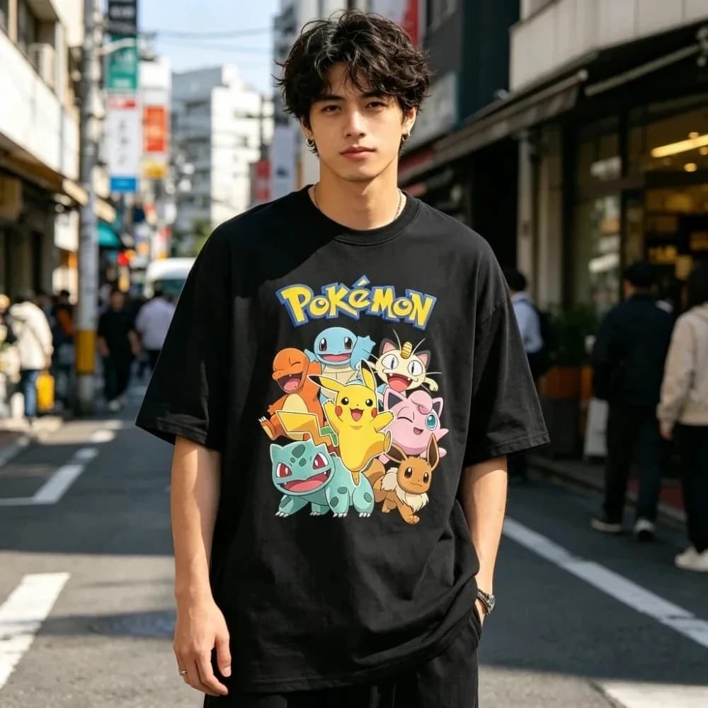 T-shirt Pokémon 2026 Hot Sale con tutti i personaggi, maglietta anime cartoon casual a maniche corte estiva da uomo e donna, regalo per i fan, top in cotone