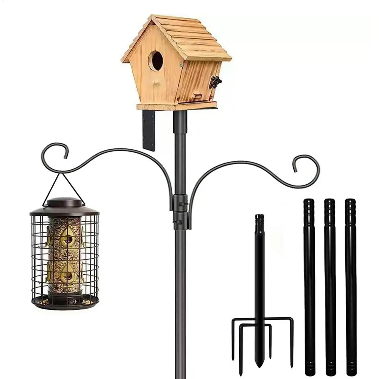 Bird Feeder Pole Heavy Duty Bird House Pole Mount Kit Adjustable Height Birdhouse Mounting Post Support Rod For Wind Chimes