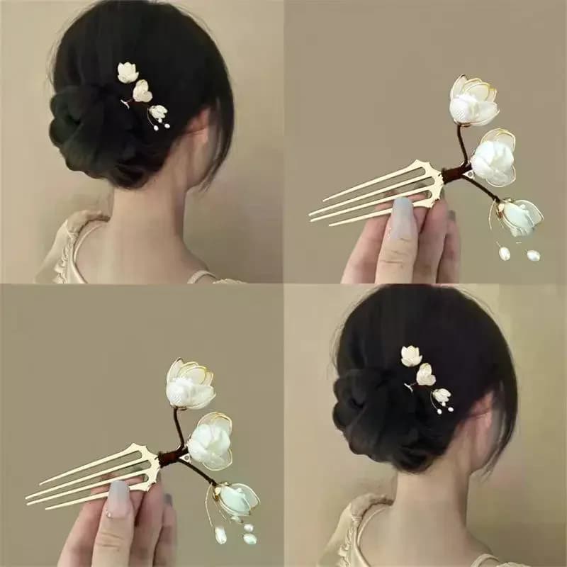 1Pcs Parties Hair Pin Hair Accessories Elegant Retro Flower Golden Alloy Hair Clip Perfect For Curling Or Straight Hair