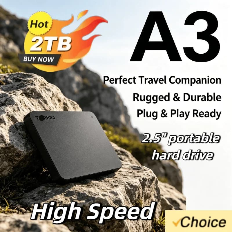 Disco Rigido Esterno Portatile A3 Toshiba OEM da 500GB 1TB 2TB USB3.0, Box HDD Esterno da 2.5 Pollici