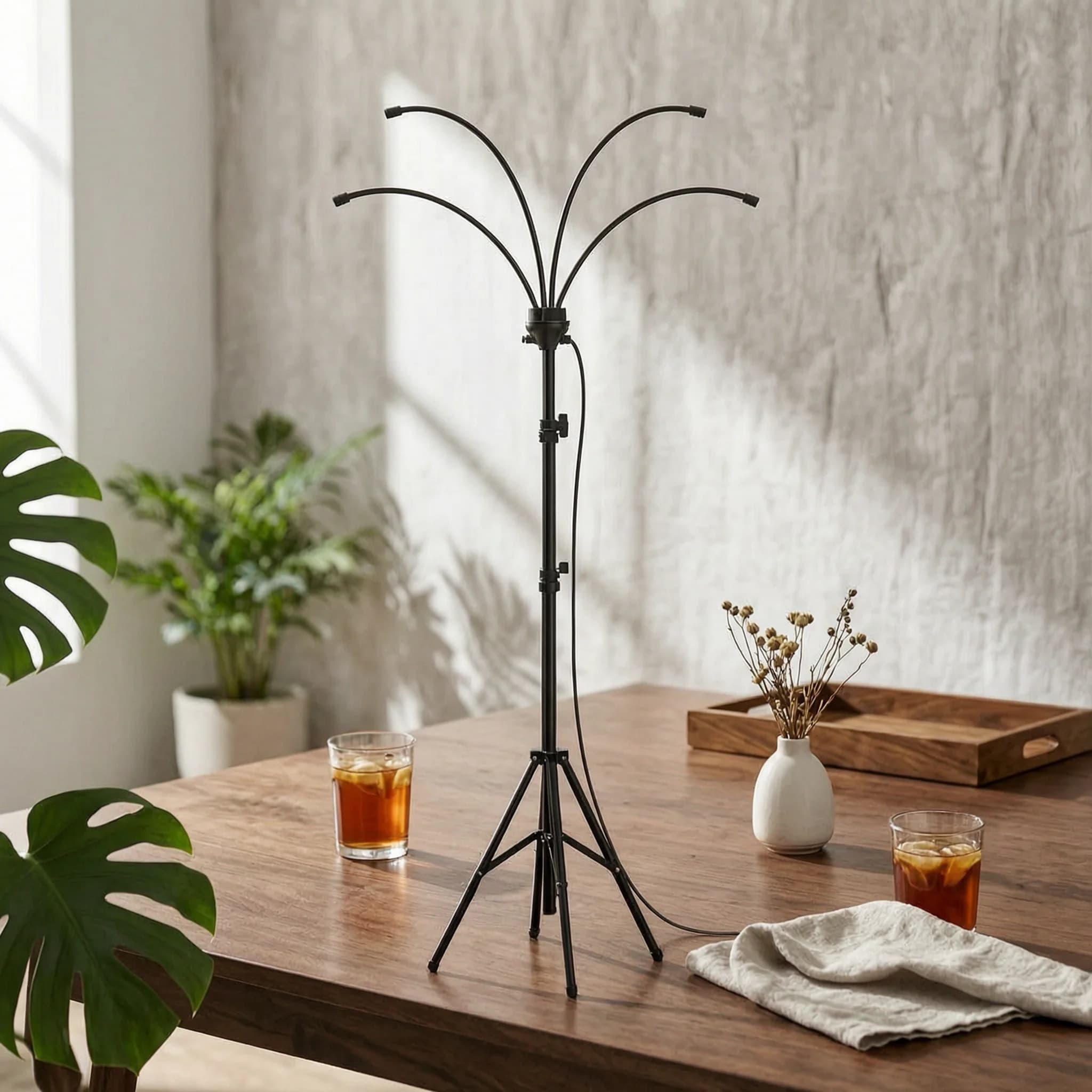 Sistema di nebulizzazione a treppiede con bracci curvi, altezza regolabile, nebulizzatore portatile da giardino, resistente e di lunga durata