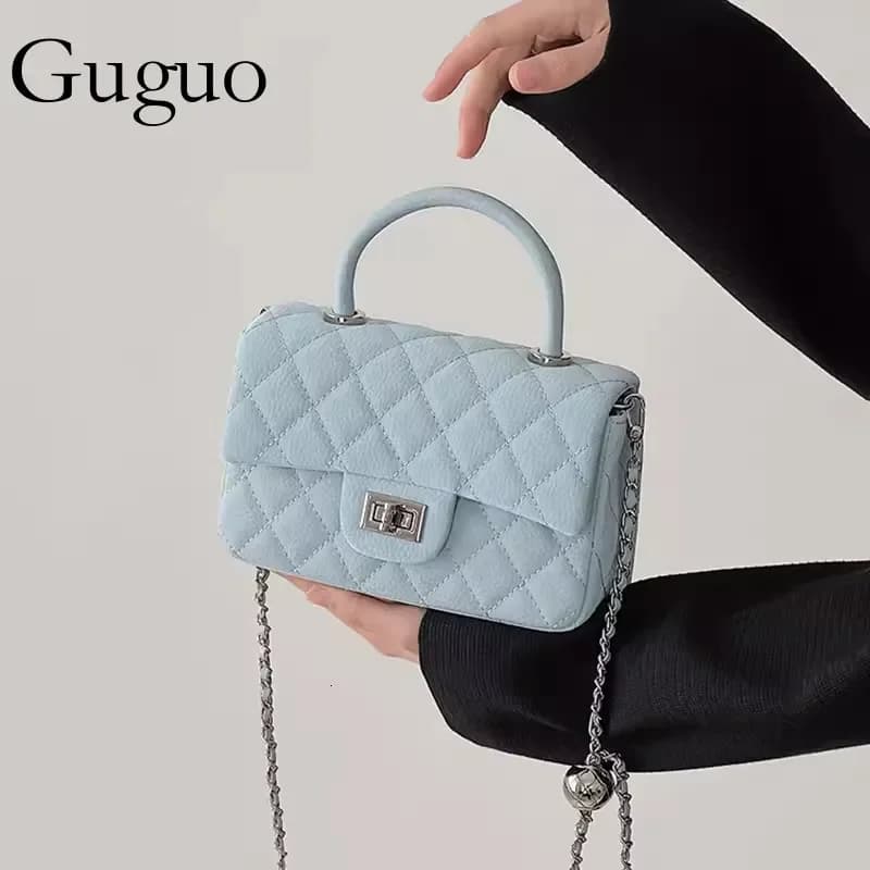 Borsa Designer Guguo da Donna 2025 Nuova Borsa a Mano di Lusso Trapuntata con Catena Piccola Quadrata da Spalla Versatile per Pendolari