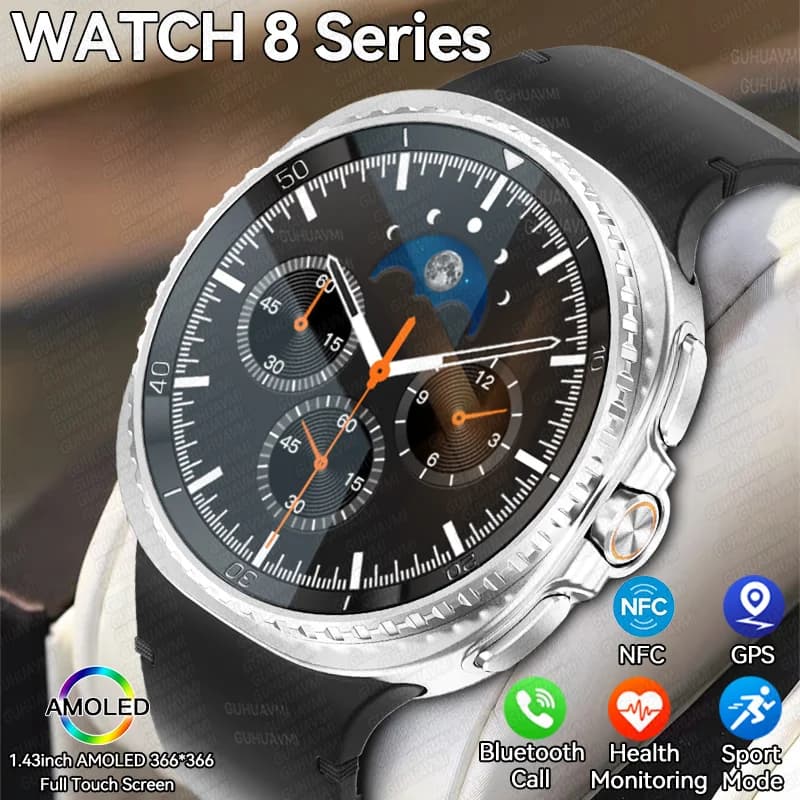 2025 Nuovo Orologio 8 Serie Classica Astuto Della Vigilanza Degli Uomini 100 + Sport GPS NFC 1.43 "AMOLED Fitness Sport Tracker Salute BT Chiamata Smartwatch
