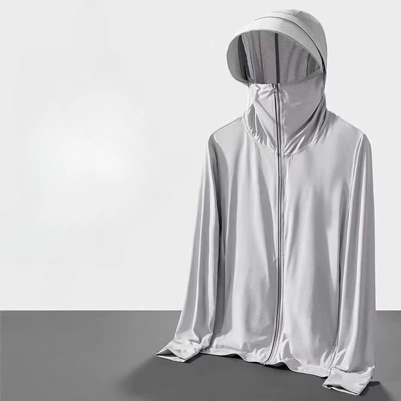 Giacca Estiva da Uomo con Protezione Solare, Giacca UV, Copricostume da Pesca, Abbigliamento Sportivo Maschile con Cappuccio e Protezione Solare