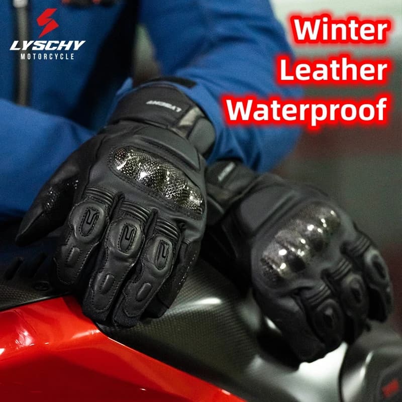 Winter Motorcycle Gloves Waterproof Warm Windproof Genuine Cowhide Leather Men Women Motorbike Racing Knight Style Gear