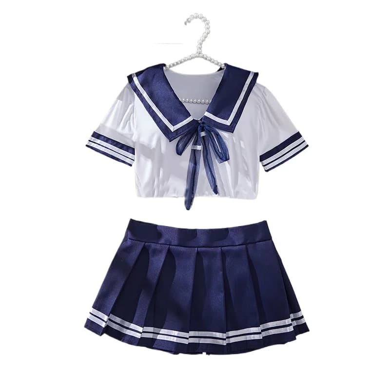 Lingerie da Donna, Costume Cosplay Babydoll, Gonna a Quadri, Pigiama in Pizzo, Kit Uniforme Studentessa Erotica, Camicia da Notte Sexy