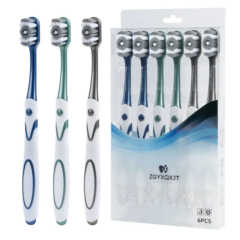Spazzolino da denti per uomo, pulizia completa della bocca, setole di media durezza per adulti, eccellente effetto detergente, sbiancamento dei denti (confezione da 6)