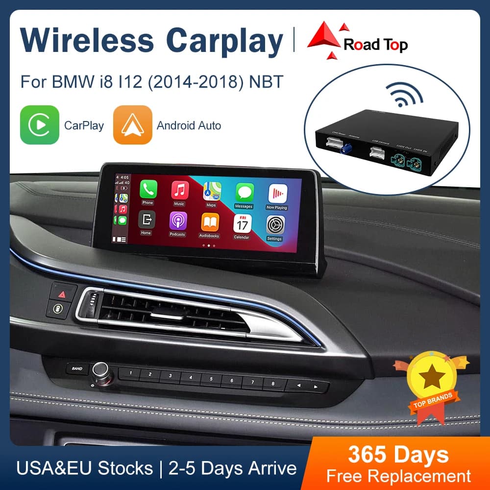 Road Top Wireless CarPlay per BMW i8 I12 NBT System 2014-2018 con Android Auto Interface Mirror Link AirPlay Car Play funzioni