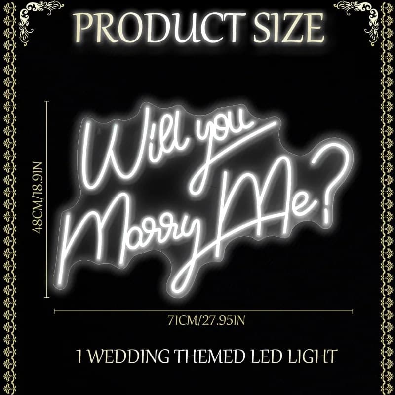 Vuoi Marry Me Sign 28 ''x 19'' Neon Marry Me Sign LED Wall proposta festa di fidanzamento san valentino (bianco freddo) 5V USB