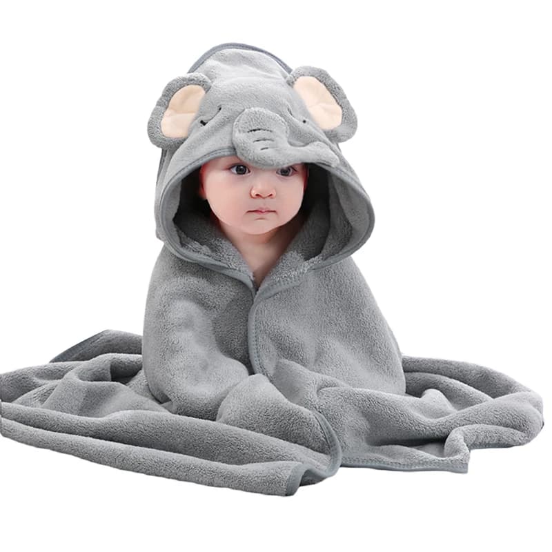 Children's Bath Towel with Cute Animals Absorbent Hood with Ear Soft Covered Bathrobe for Smaller Baby Shower Gifts