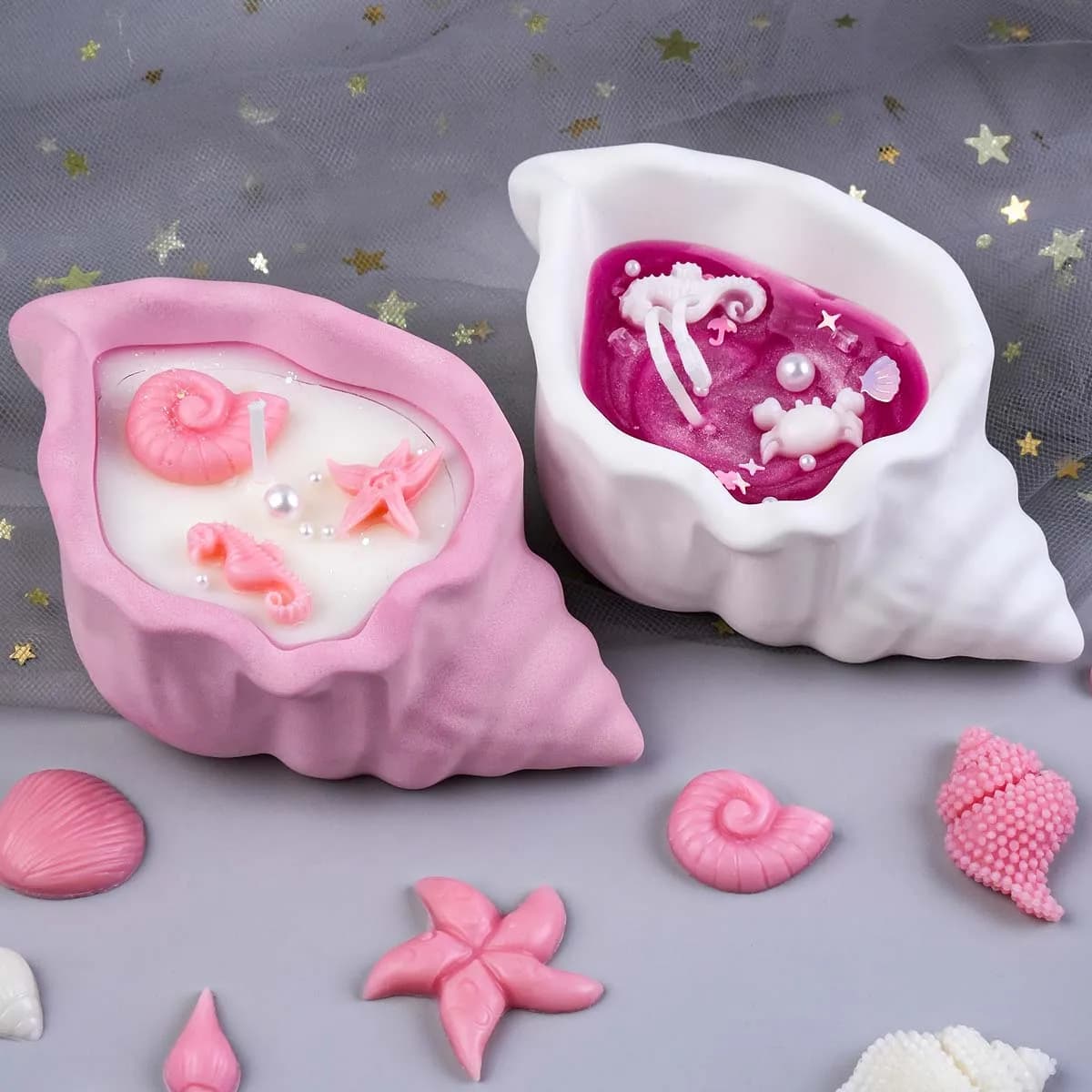 Stampo in Silicone 3D a Forma di Conchiglia per Candele, Cavalluccio Marino e Oceano, per Creazioni Artigianali in Gesso, Resina Epossidica e Decorazioni per la Casa